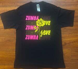 Zumba Wear Spread Zumba Love Yellow Rose Unisex Black Graphic Tee sz M